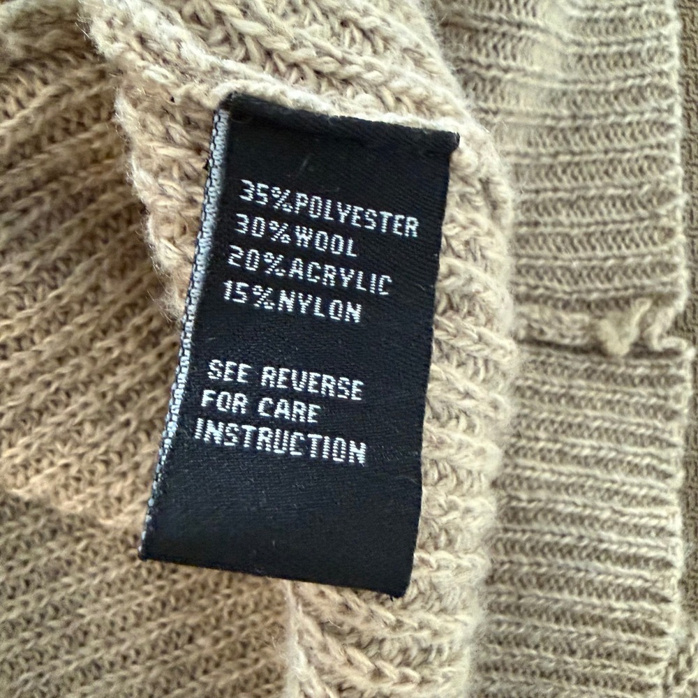 Cliche Couture Womens Faux Fur Front Knit Back Longline Vest Taupe Wool Mix Sz S - Picture 5 of 5